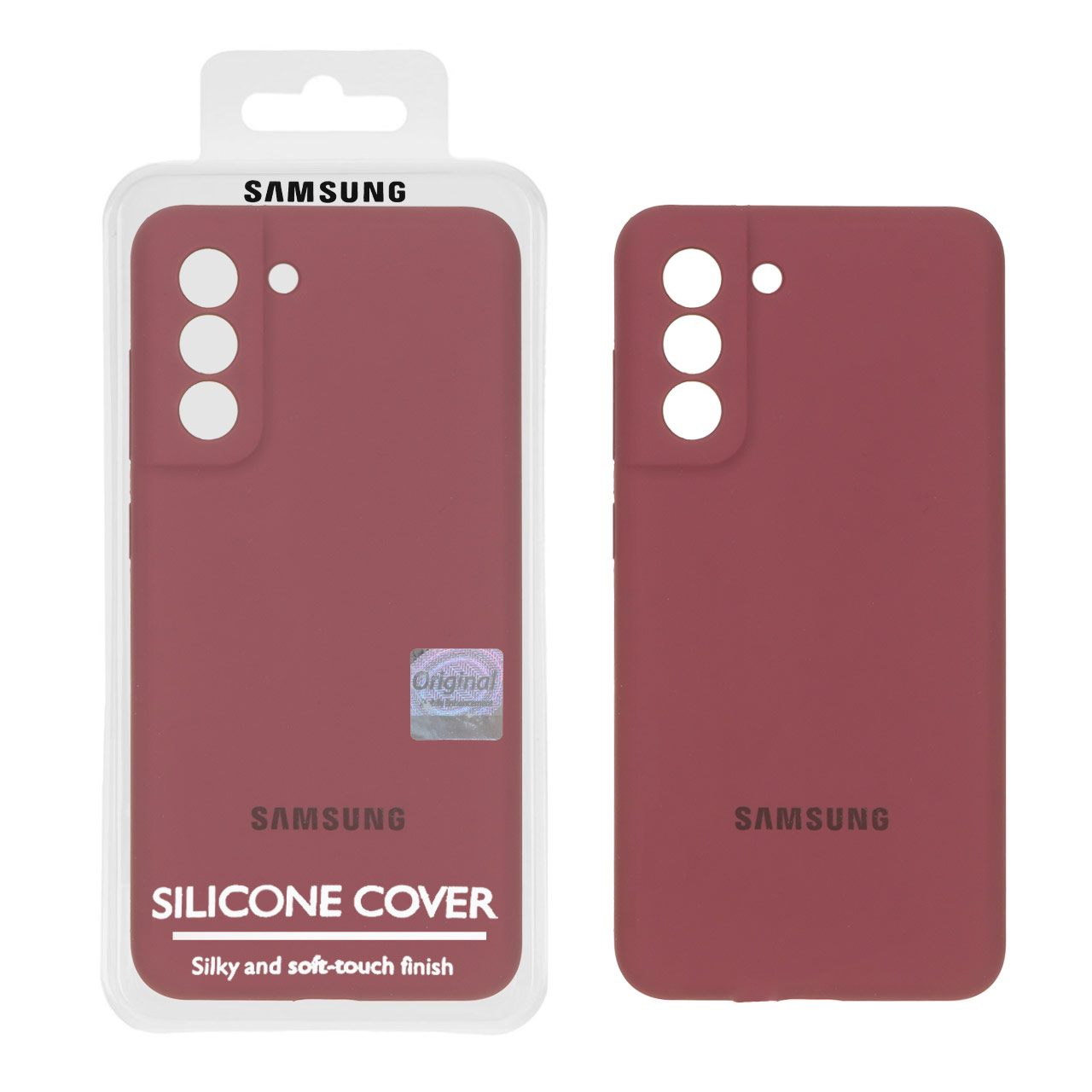 قاب سیلیکونی پاک کنی اورجینال Master Quality مدل Samsung Galaxy S21 FE - زرشکی (پک دار)